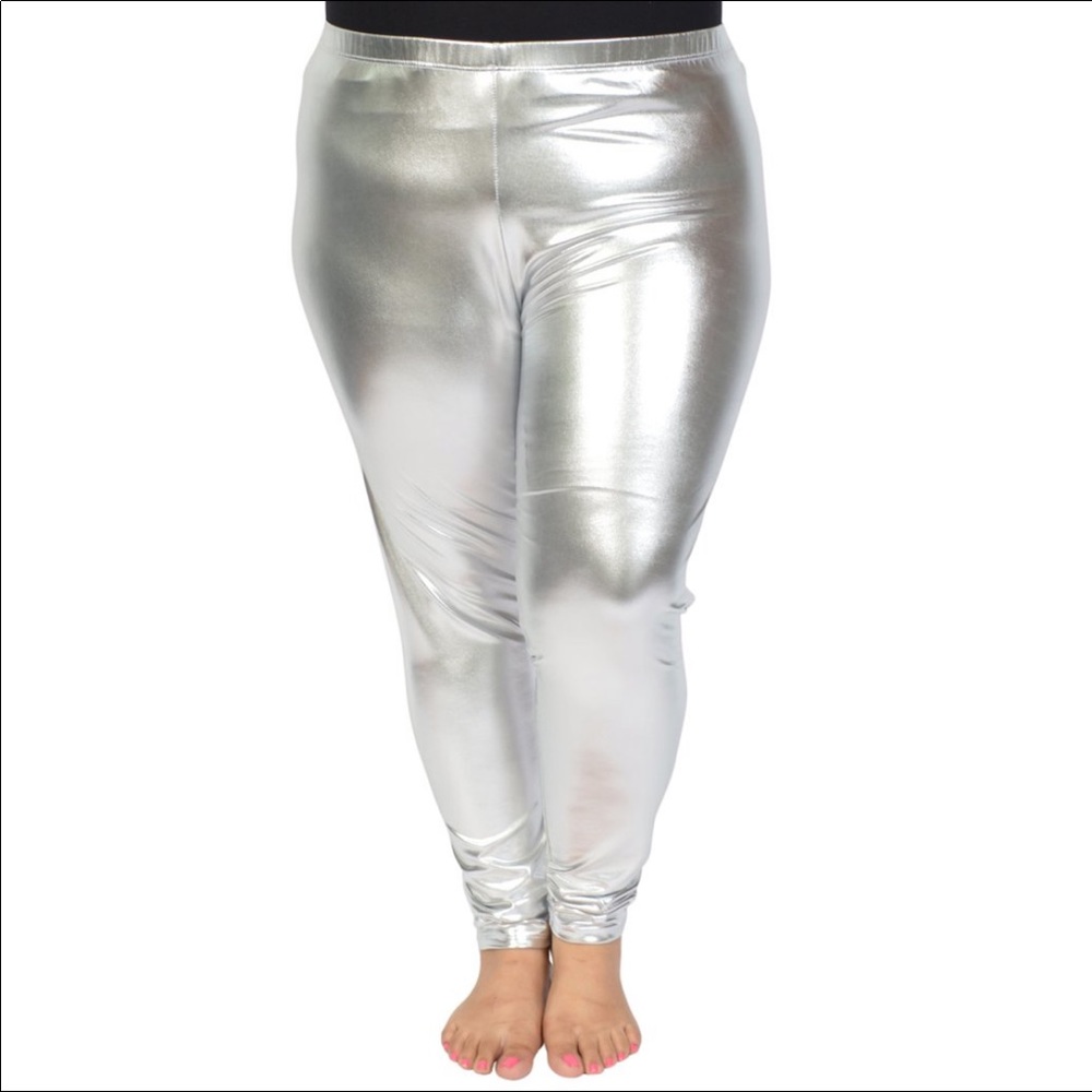 NWOT silver metallic leggings.